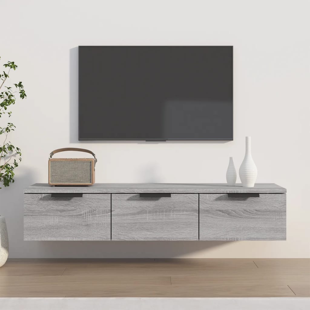 Veggskap i moderne design, Hengende skap i tre til stue med elegant oppbevaring og dører – perfekt til moderne stue, Hengende oppbevaringsskap – stilrent interiør