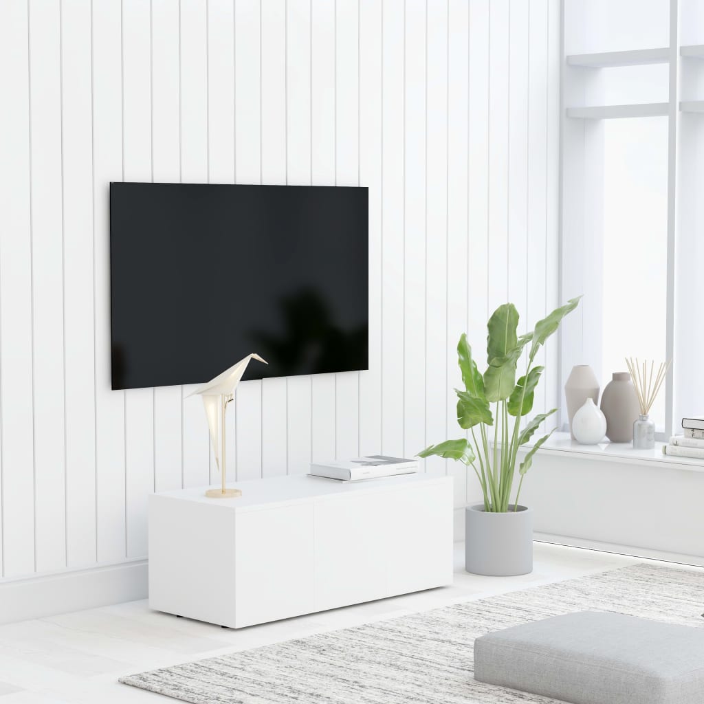 Tv-Benk Hvit 80X34X30 Cm Konstruert Tre