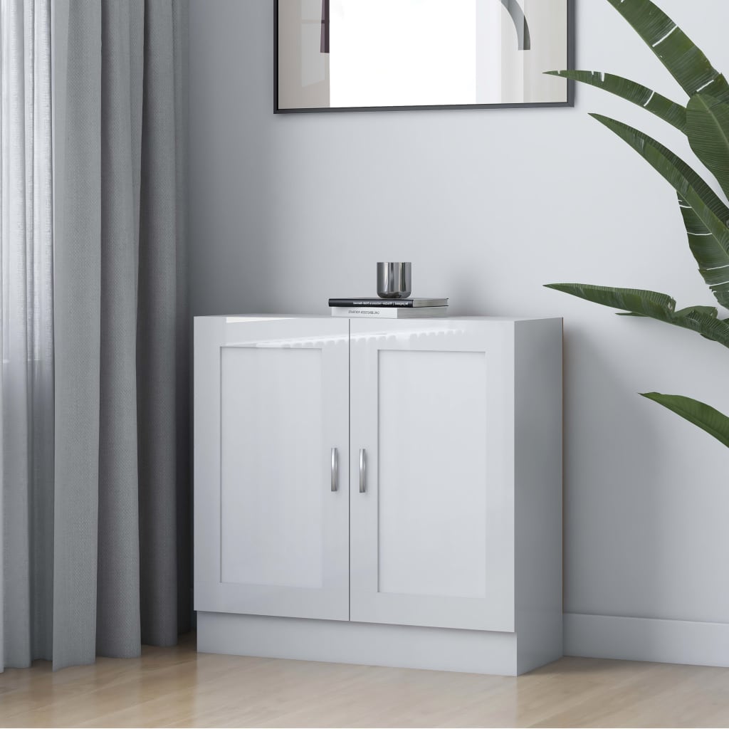 Bokhylle Høyglans Hvit 82,5X30,5X80 Cm Konstruert Tre