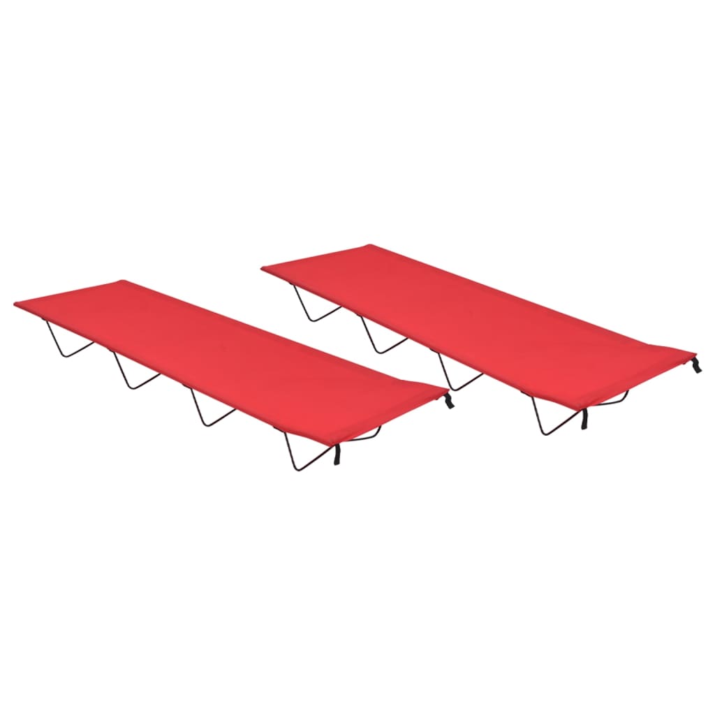Campingsenger 2 Stk 180X60X19 Cm Oxfordstoff Og Stål Rød