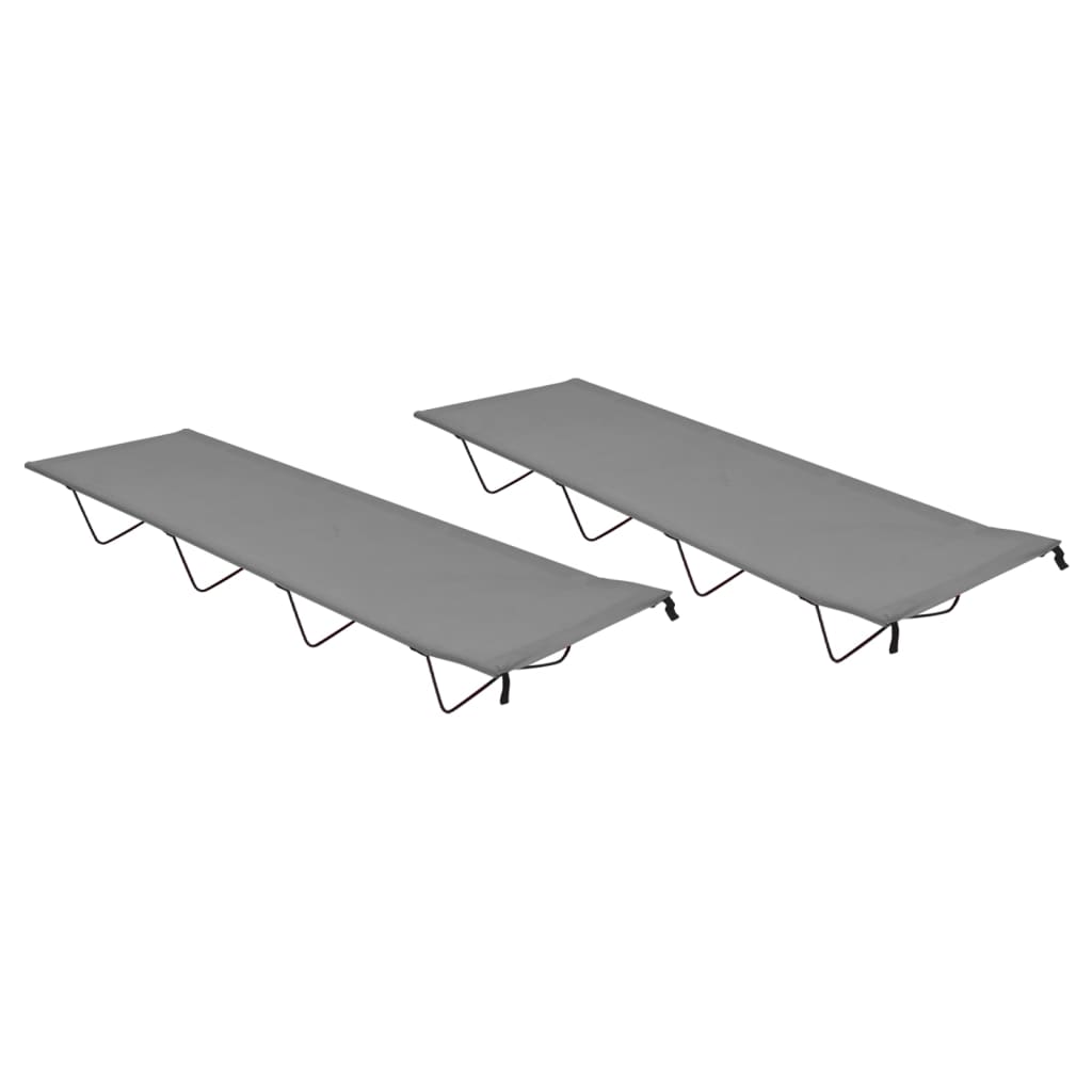 Campingsenger 2 Stk 180X60X19 Cm Oxfordstoff Og Stål Grå