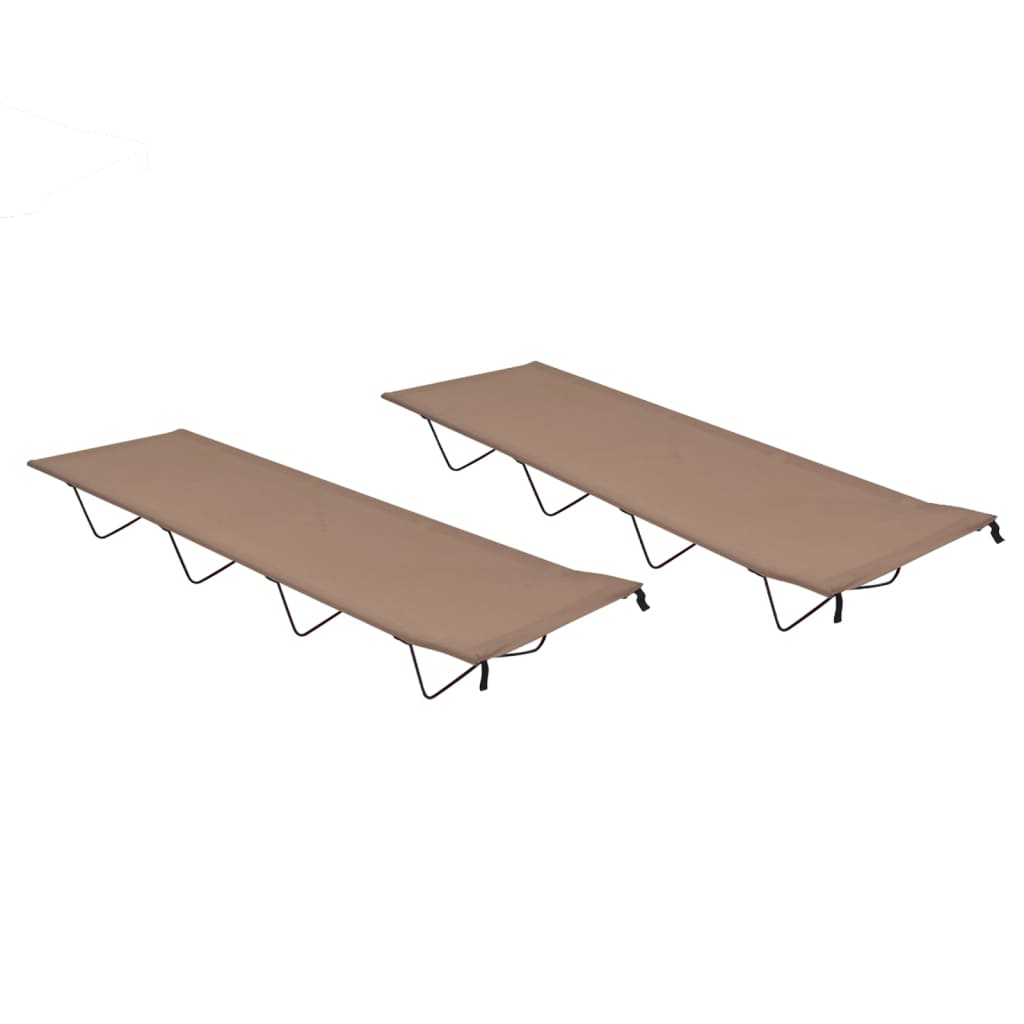 Campingsenger 2 Stk 180X60X19 Cm Oxfordstoff Og Stål Gråbrun