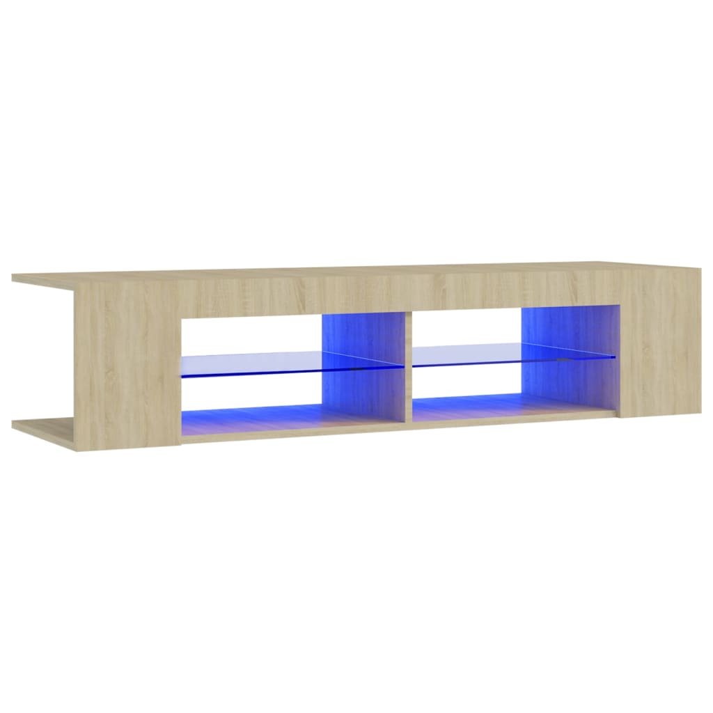 Tv-Benk Med Led-Lys Sonoma Eik 135X39X30 Cm