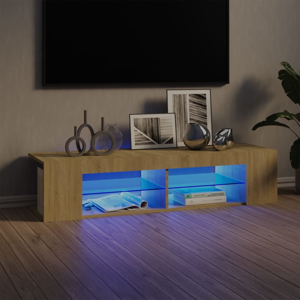 Tv-Benk Med Led-Lys Sonoma Eik 135X39X30 Cm