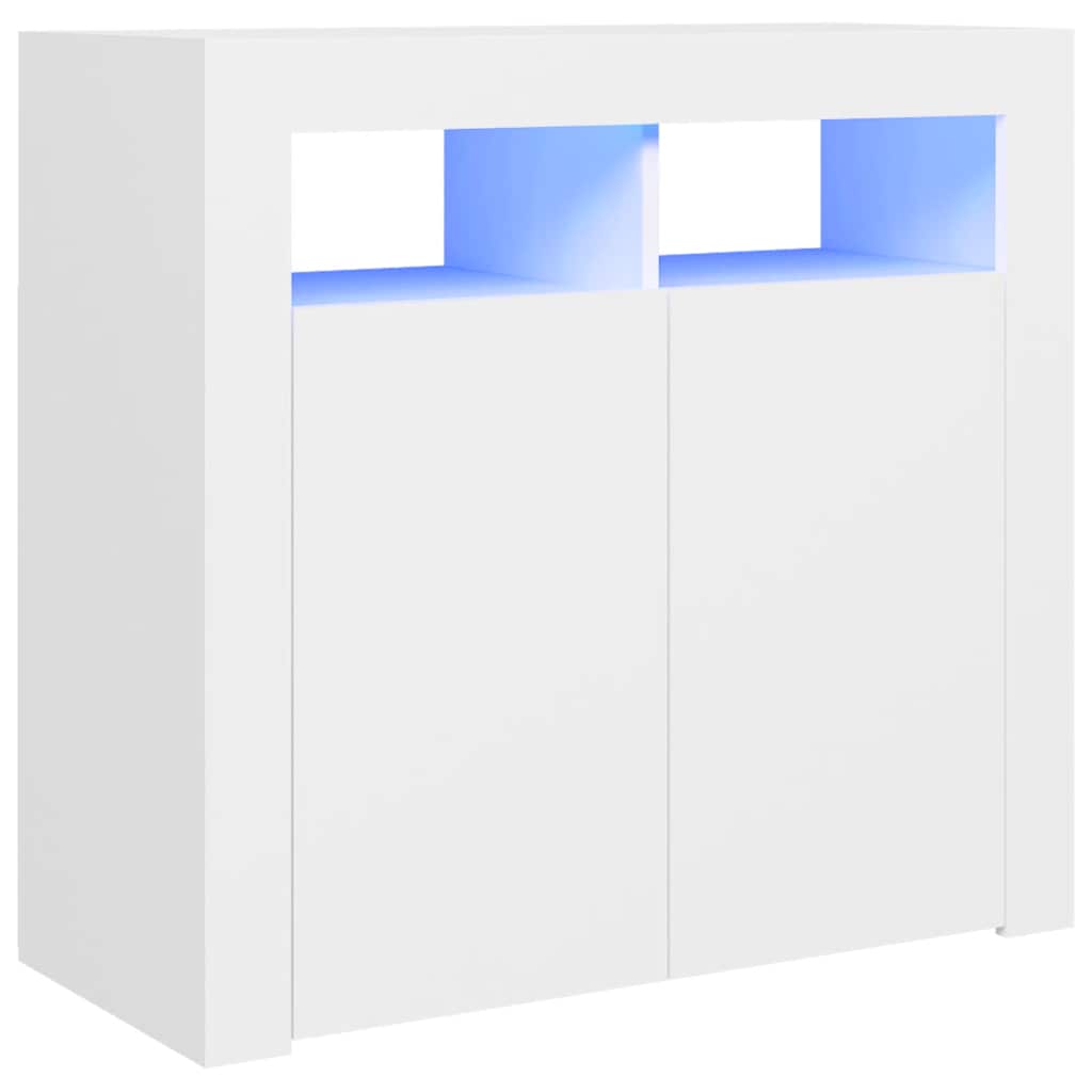 Skjenk Med Led-Lys Hvit 80X35X75 Cm