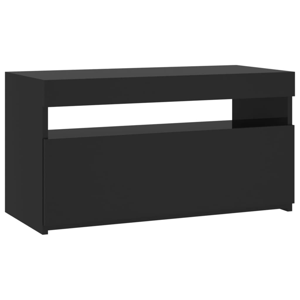 Tv-Benk Med Led-Lys Svart 75X35X40 Cm