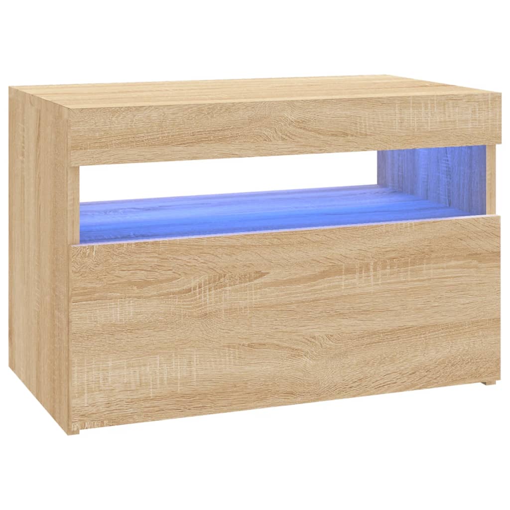 Tv-Benk Med Led-Lys Sonoma Eik 60X35X40 Cm
