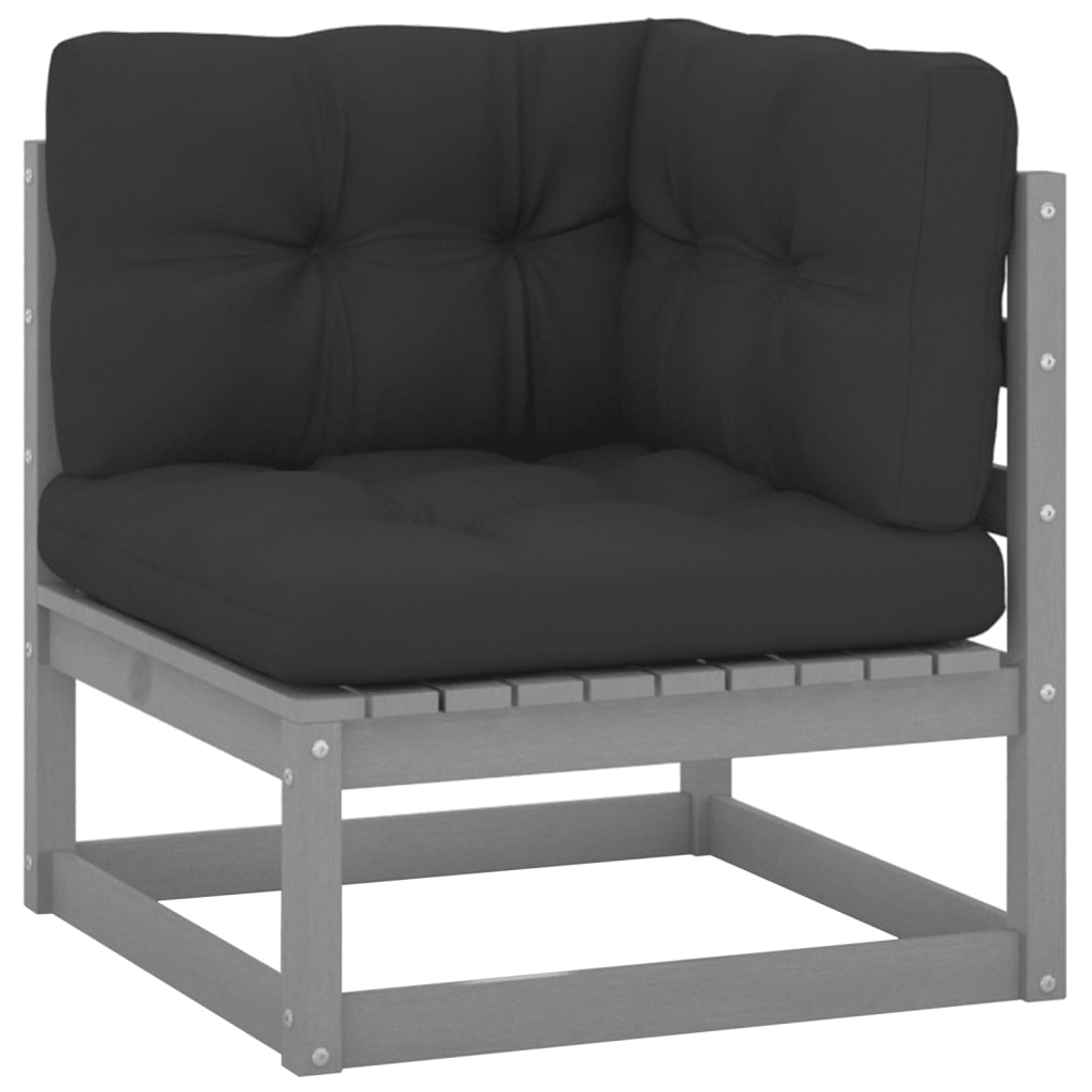 Utendørs Hjørnesofa Med Antrasitt Puter Heltre Furu