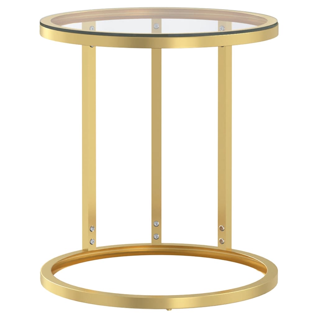 Sidebord Gull Og Gjennomsiktig 45 Cm Herdet Glass