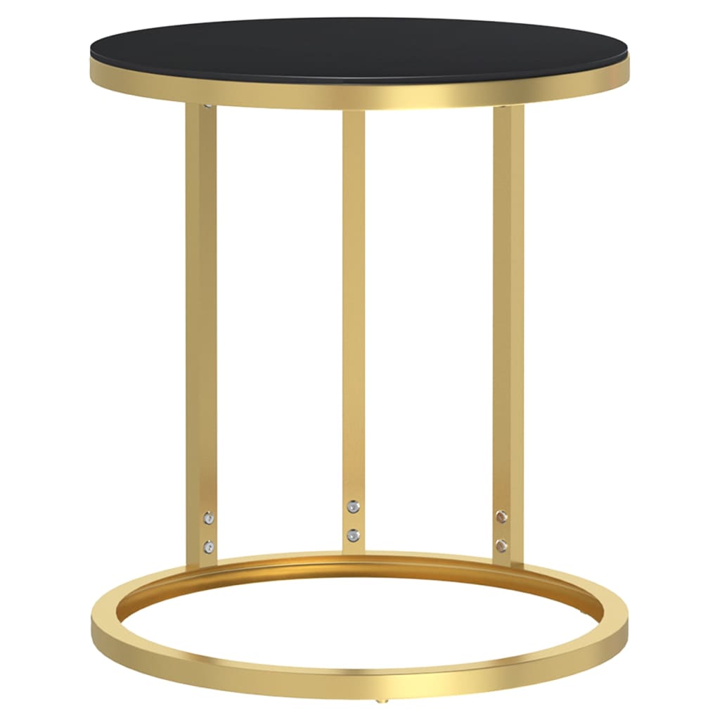 Sidebord Gull Og Svart 45 Cm Herdet Glass