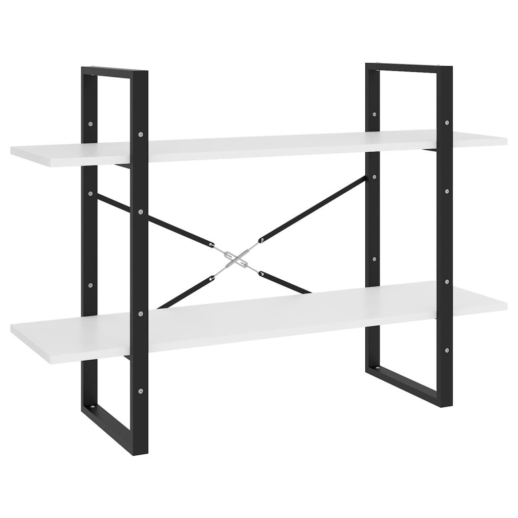 Bokhylle 2 Nivåer Hvit 100X30X70 Cm Konstruert Tre
