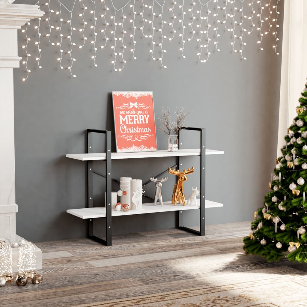 Bokhylle 2 Nivåer Hvit 100X30X70 Cm Konstruert Tre