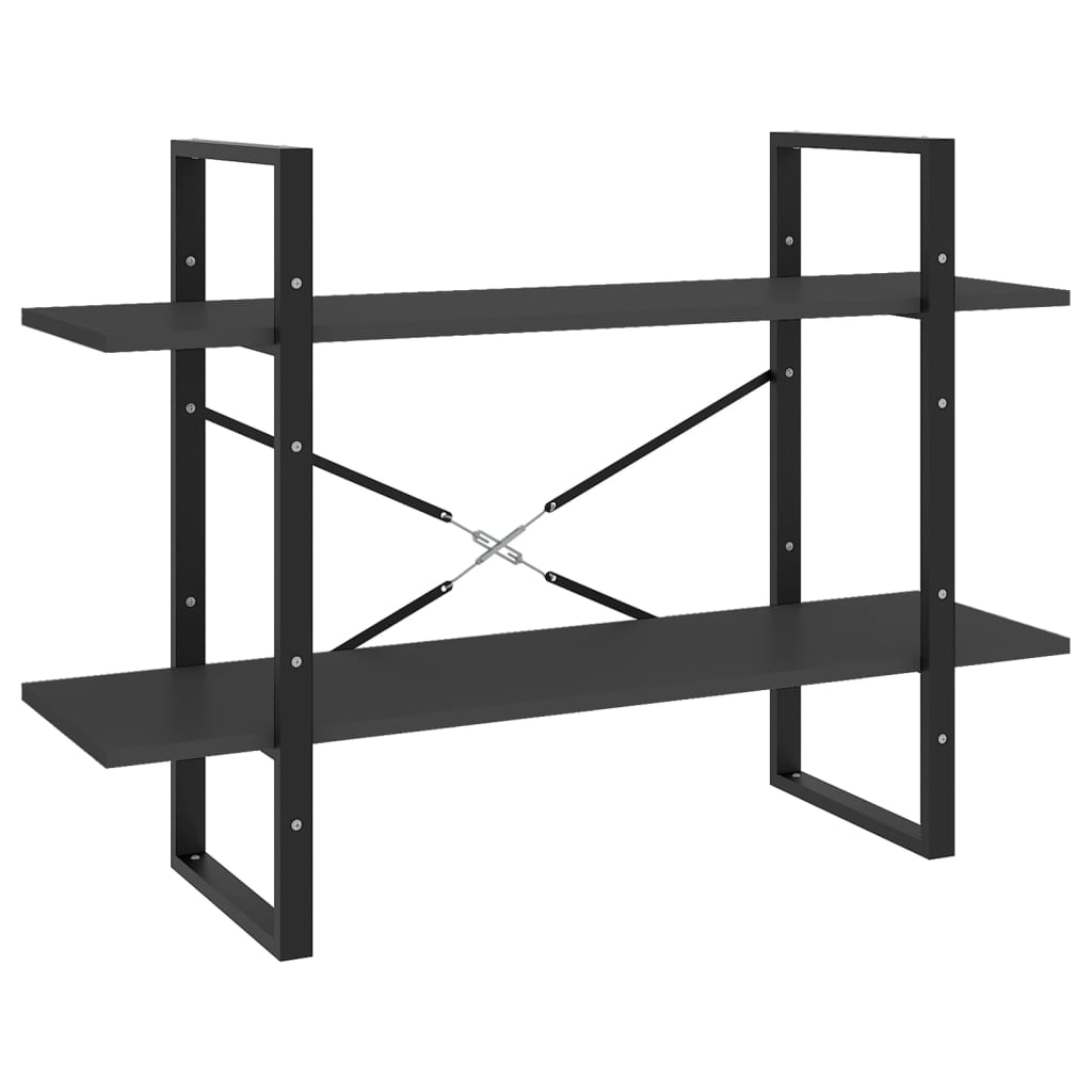 Bokhylle 2 Nivåer Grå 100X30X70 Cm Konstruert Tre