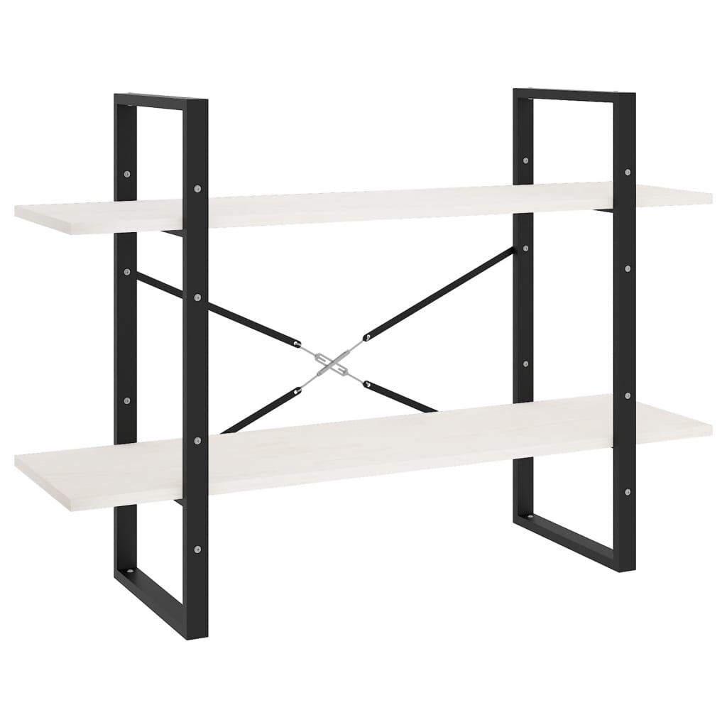 Bokhylle 2 Nivåer Hvit 100X30X70 Cm Heltre Furu