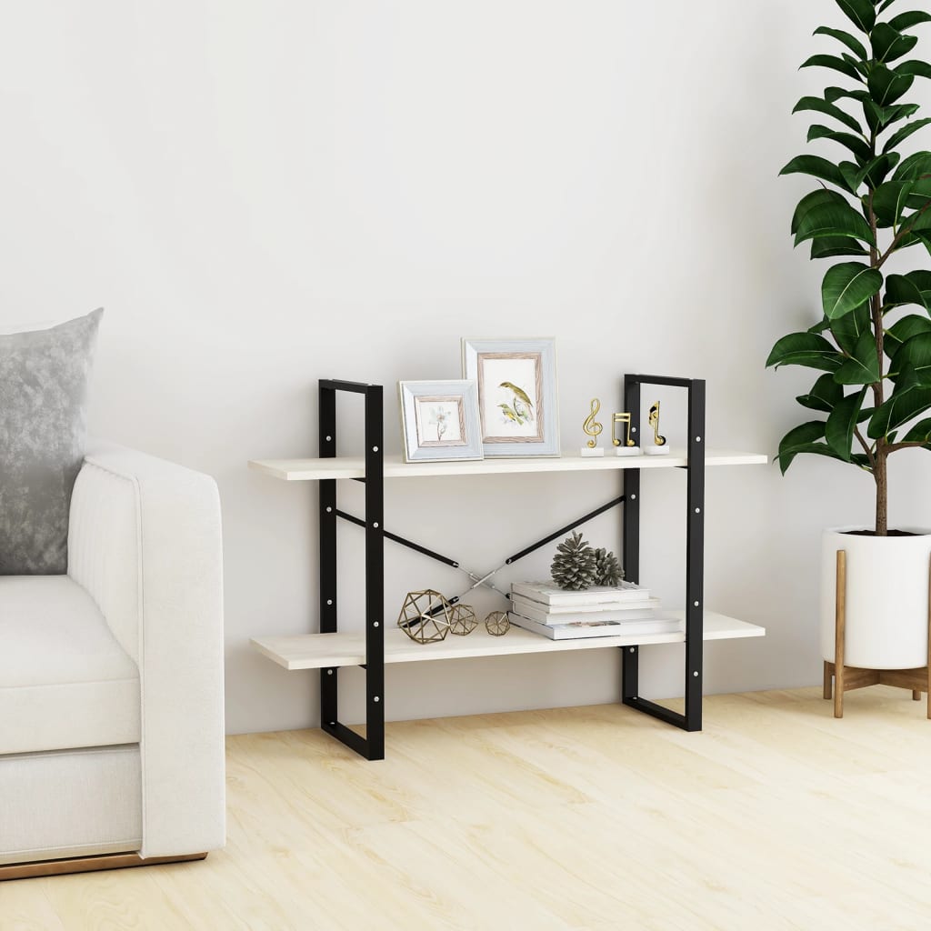 Bokhylle 2 Nivåer Hvit 100X30X70 Cm Heltre Furu