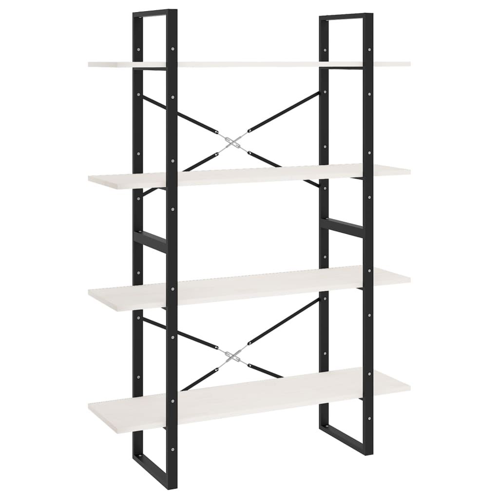 Bokhylle 4 Nivåer Hvit 100X30X140 Cm Heltre Furu