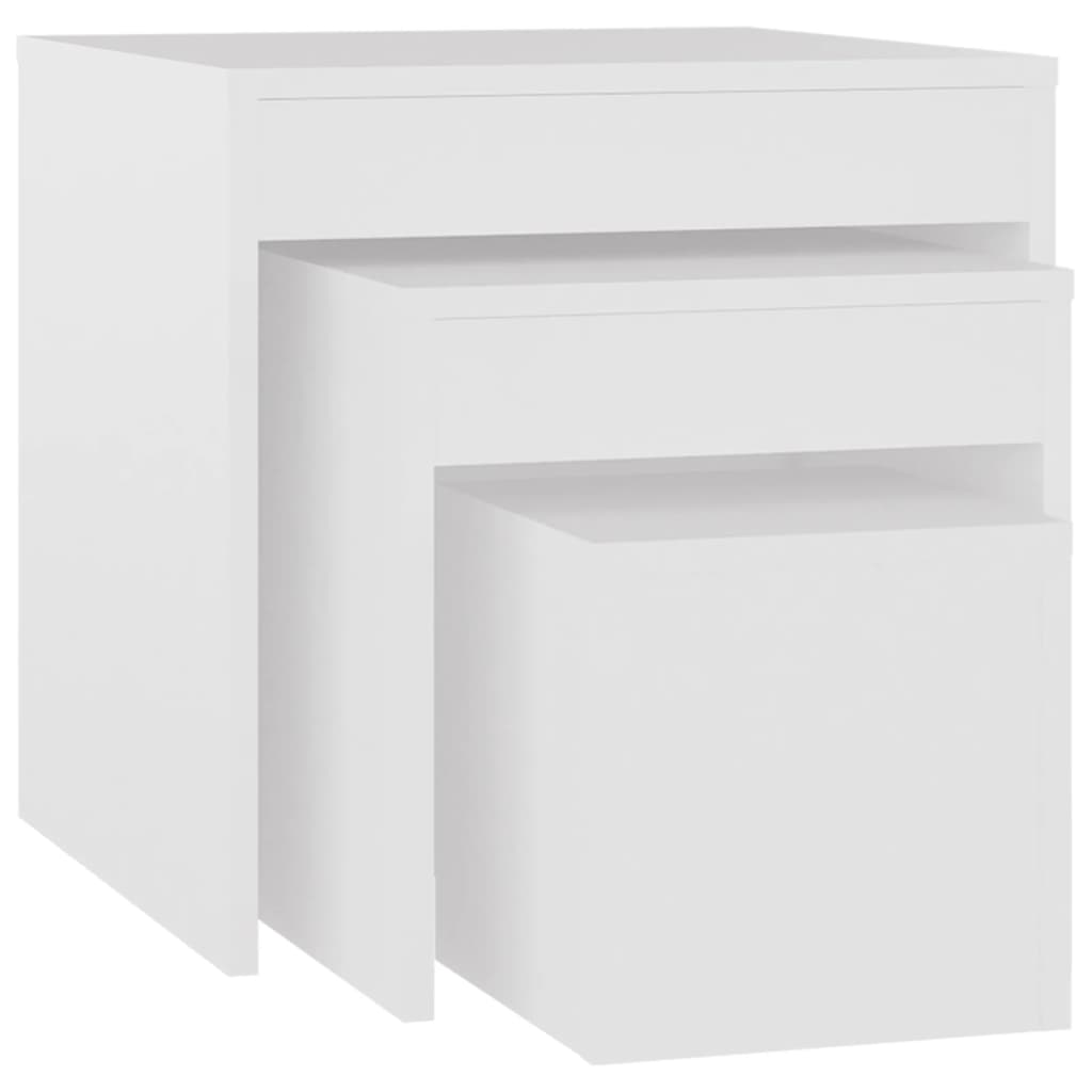 Stablebord 3 Stk Hvit Konstruert Tre