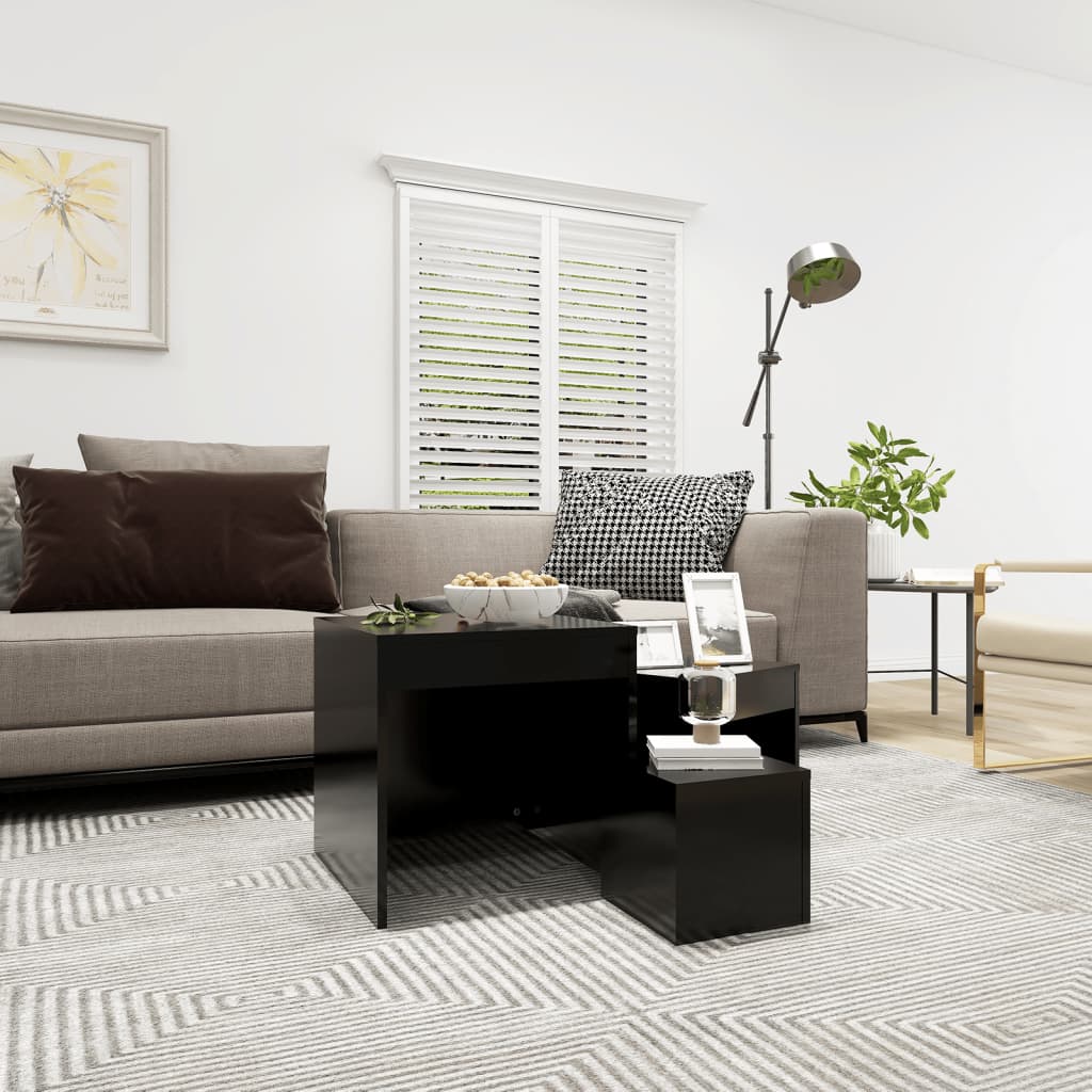 Stablebord 3 Stk Svart Konstruert Tre