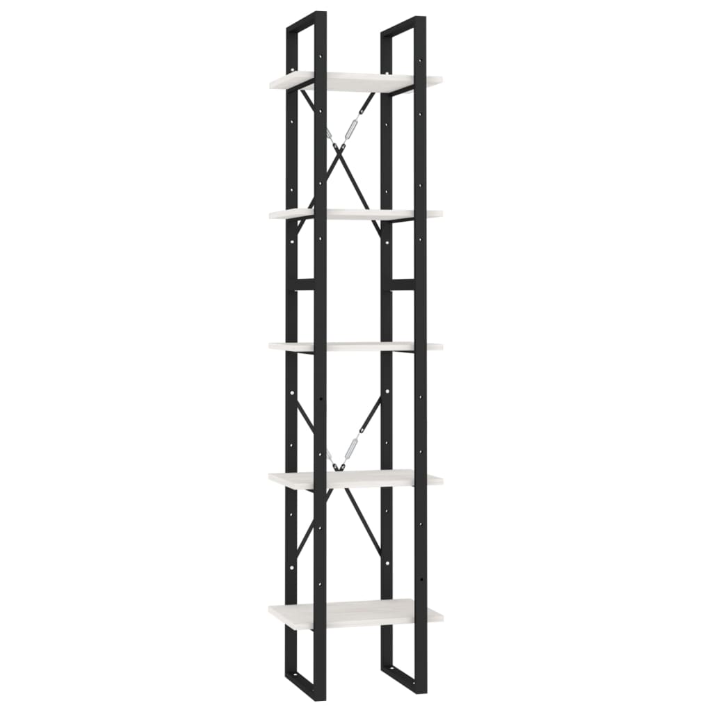 Bokhylle 5 Etasjer Hvit 40X30X175 Cm Heltre Furu