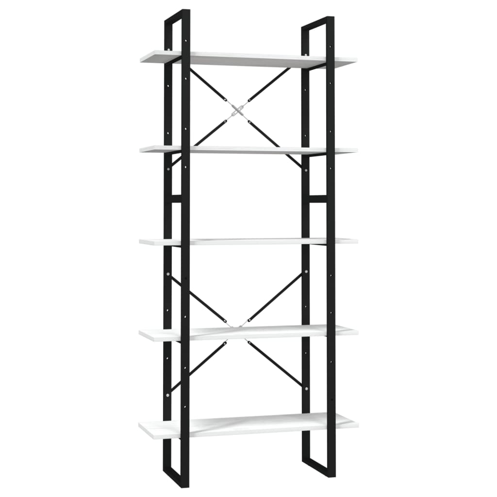 Bokhylle 5 Nivåer Hvit 80X30X175 Cm Heltre Furu