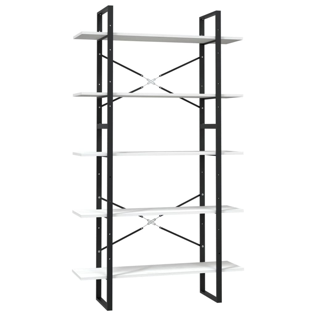Bokhylle 5 Nivåer Hvit 100X30X175 Cm Heltre Furu