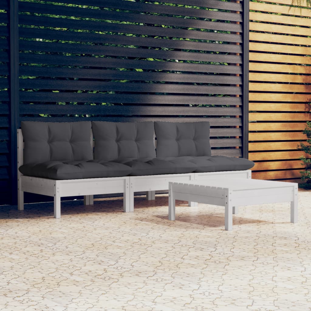 Hagesofagruppe Med Antrasitt Puter 4 Deler Furu