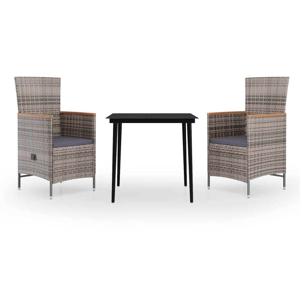Utendørs Spisestue Med Puter 3 Deler Grå