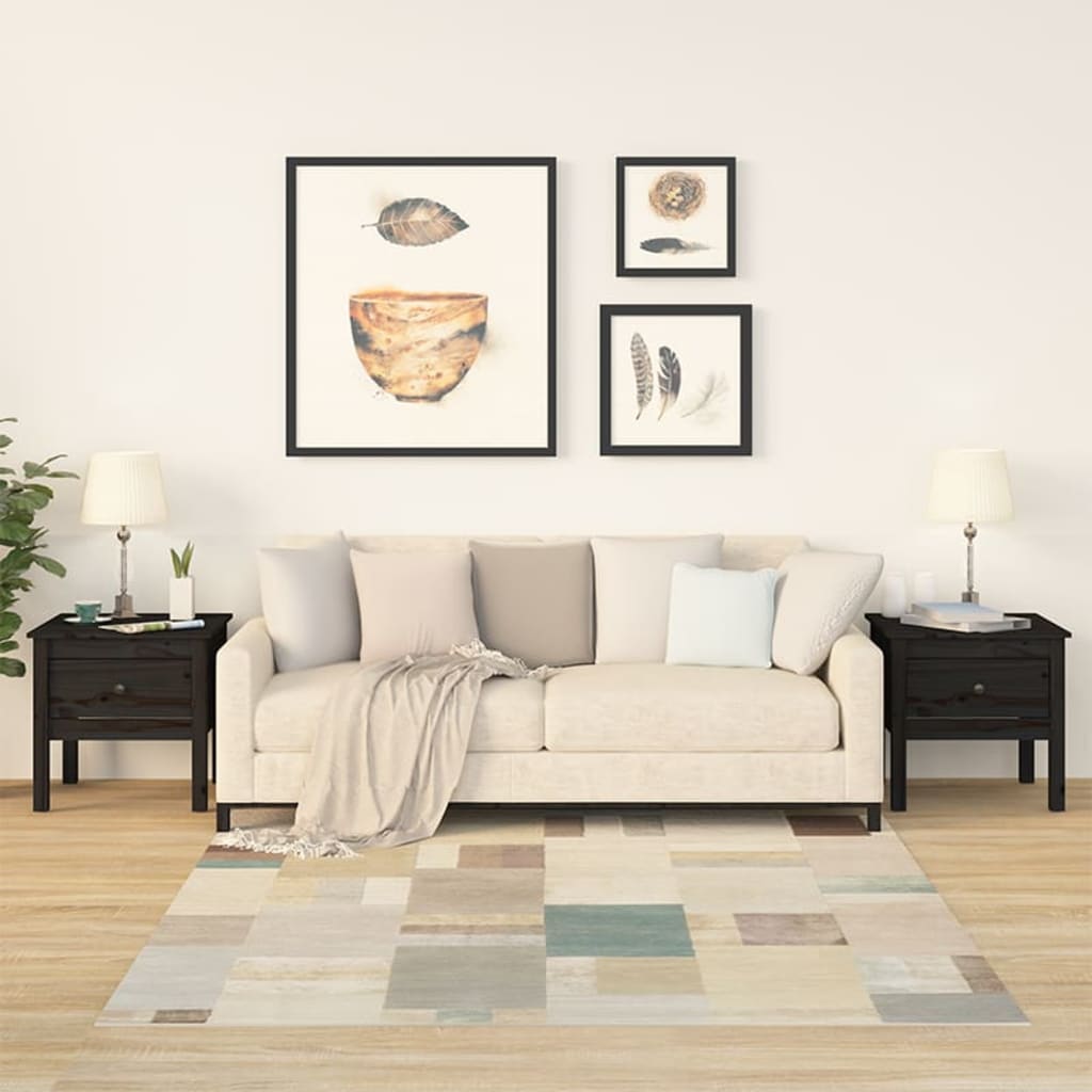 Sidebord 2 Stk Svart 50X50X49 Cm Heltre Furu