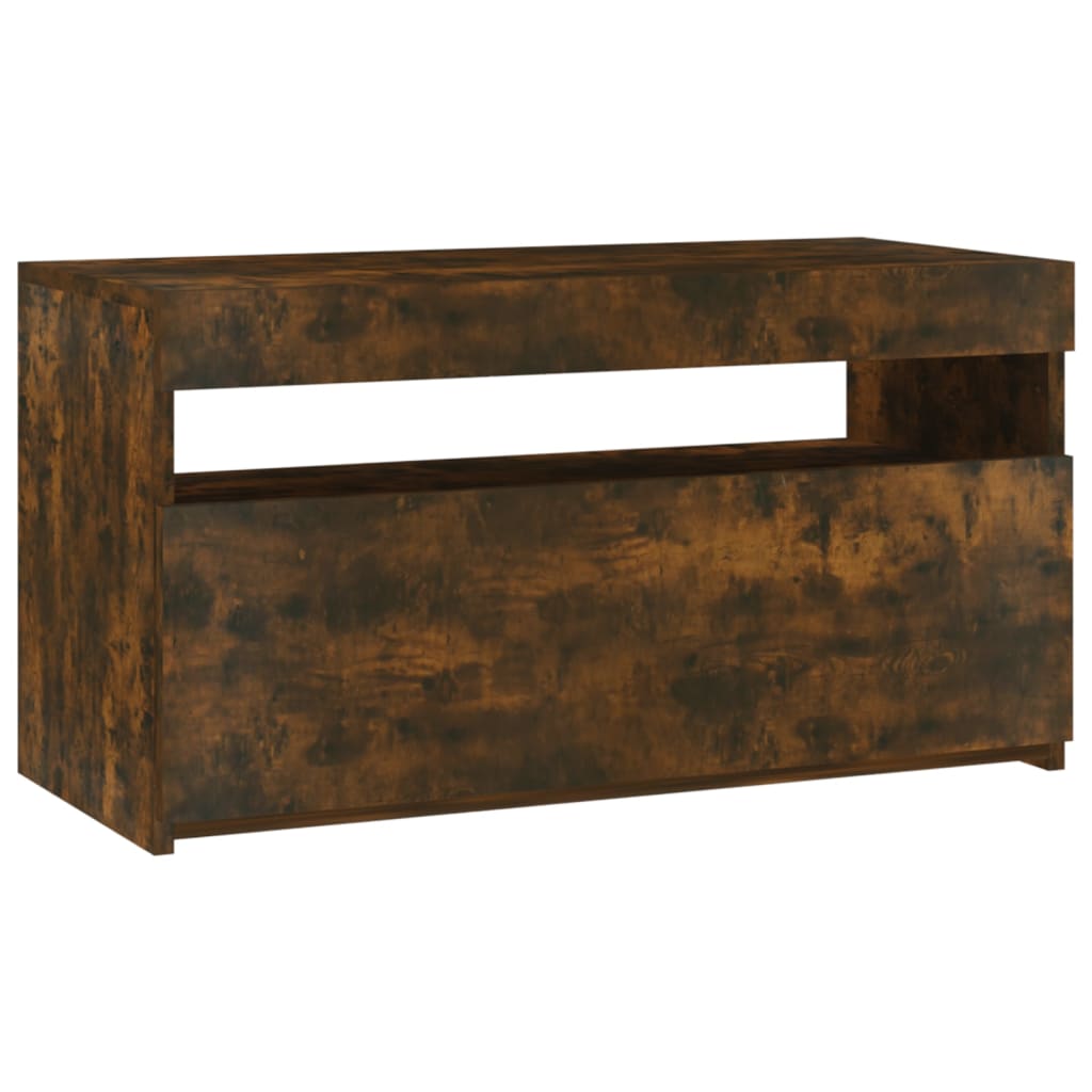 Tv-Benk Med Led-Lys Røkt Eik 75X35X40 Cm