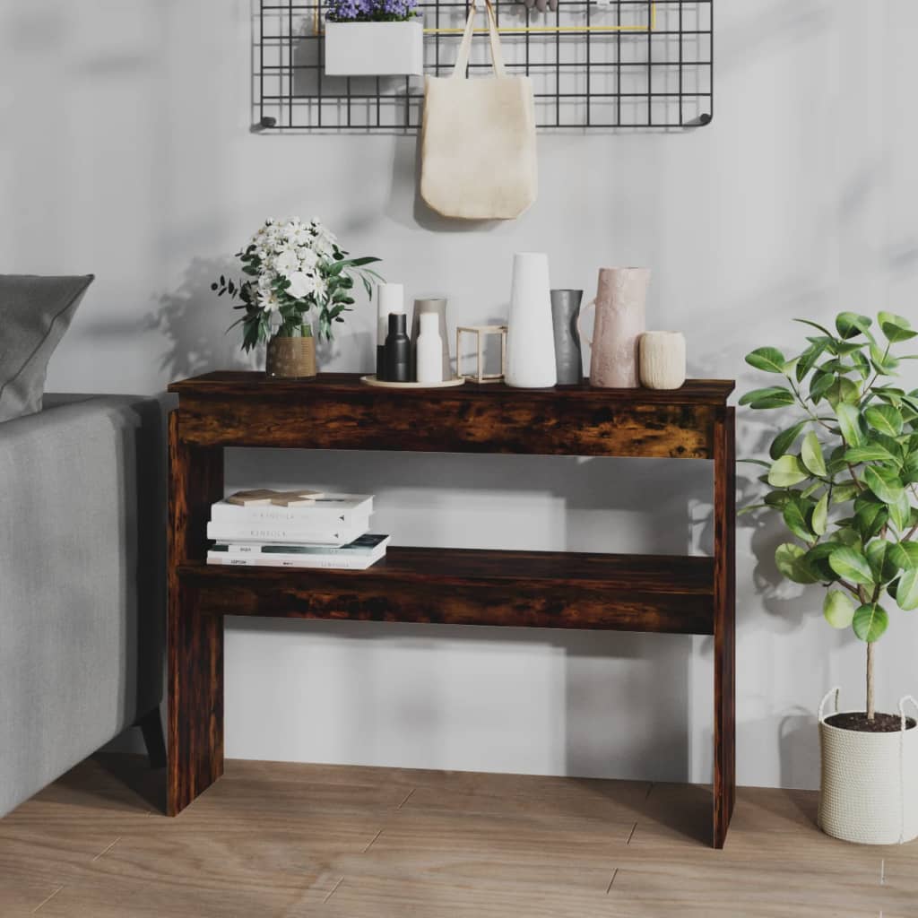 Konsollbord Røkt Eik 102X30X80 Cm Konstruert Tre