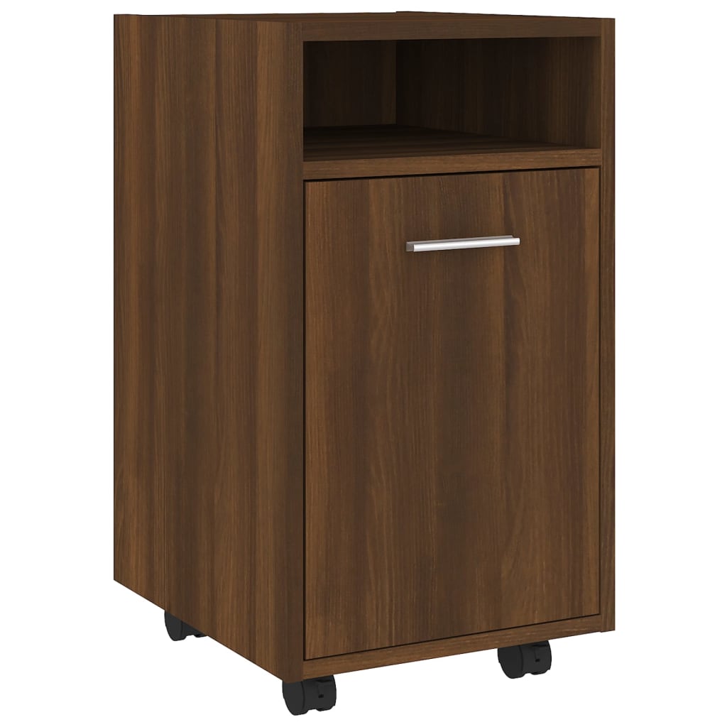 Sideskap Med Hjul Brun Eik 33X38X60 Cm Konstruert Tre