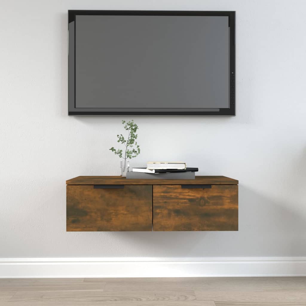 Veggskap Røkt Eik 68X30X20 Cm Konstruert Tre