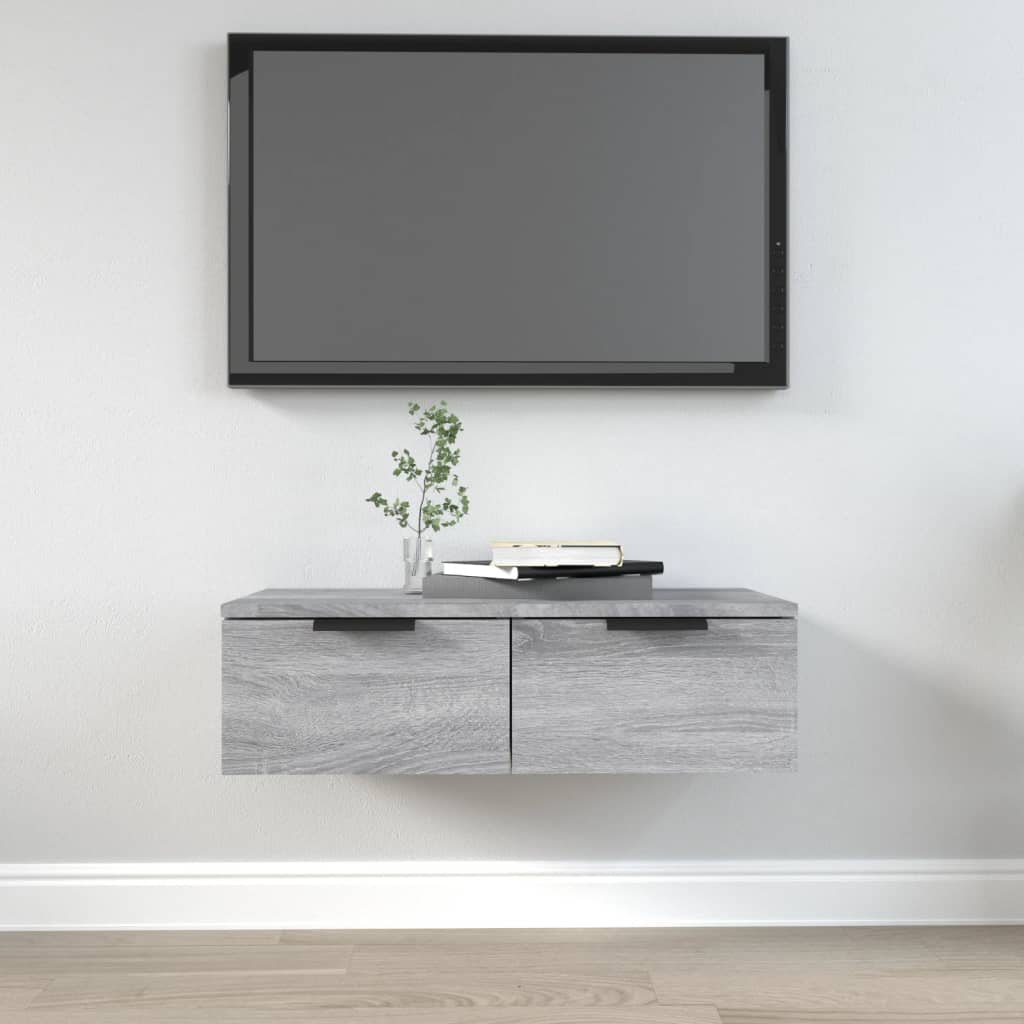 Veggskap Grå Sonoma 68X30X20 Cm Konstruert Tre