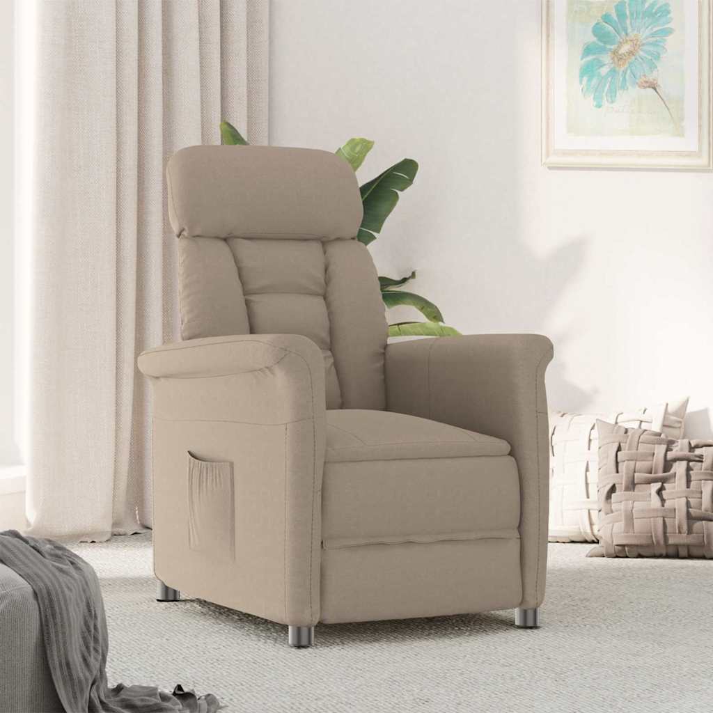 Recliner Stol Taupe Gråbrun 70,5 X 96,5 X 95 Cm Polyester