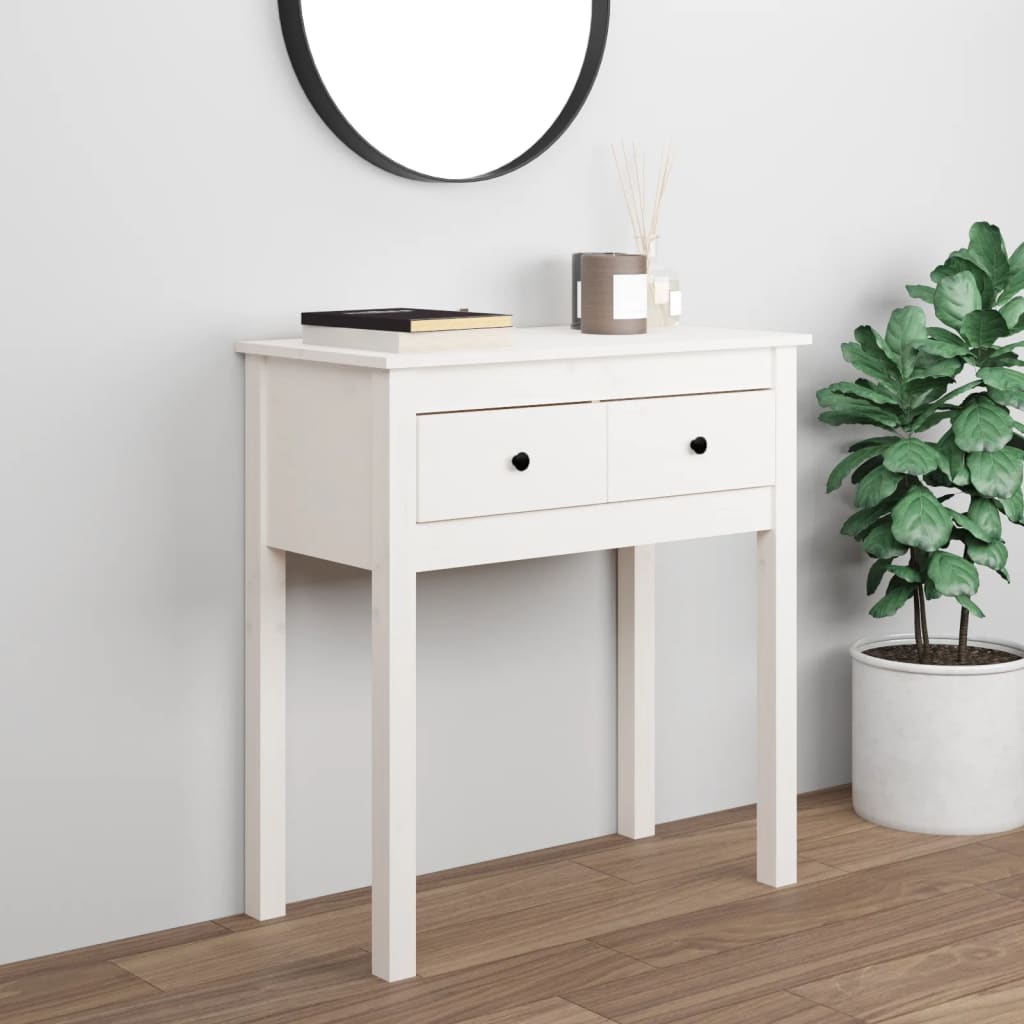 Konsollbord Hvit 70X35X75 Cm Heltre Furu