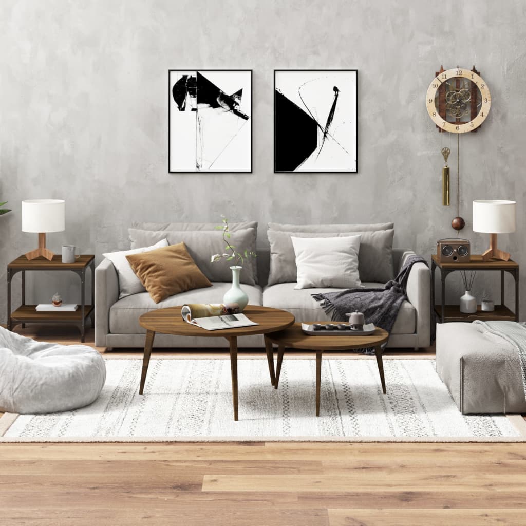 Sidebord 2 Stk Brun Eik 40X40X40 Cm Konstruert Tre