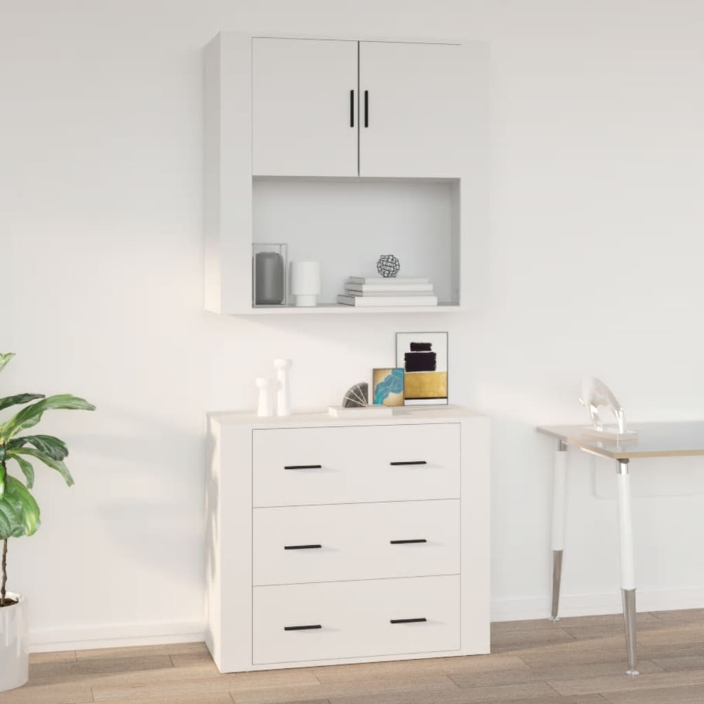 Veggskap Hvit 80X33X80 Cm Konstruert Tre