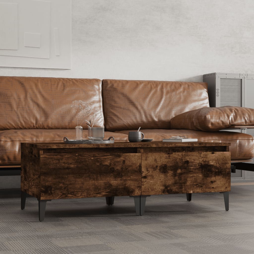 Sidebord 2 Stk Røkt Eik 50X46X35 Cm Konstruert Tre