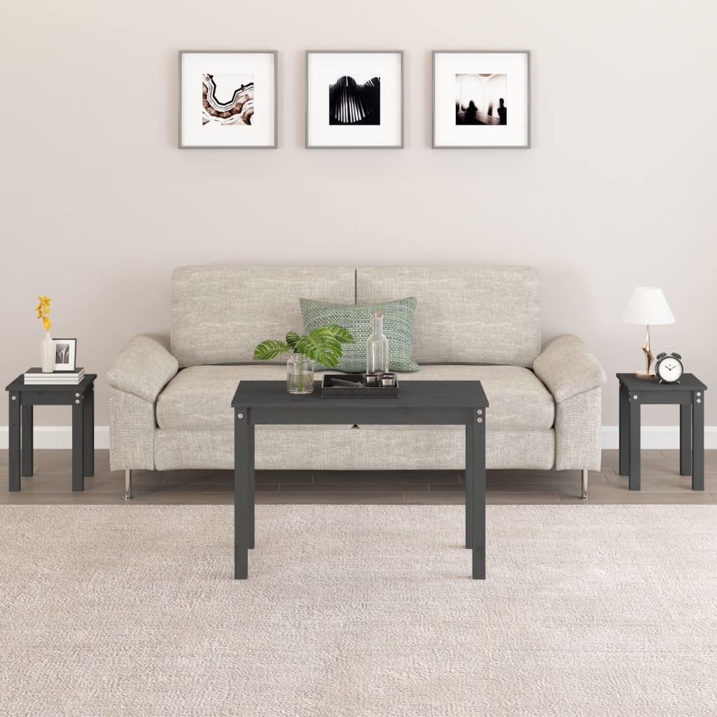 Stablebord 3 Stk Grå Heltre Furu