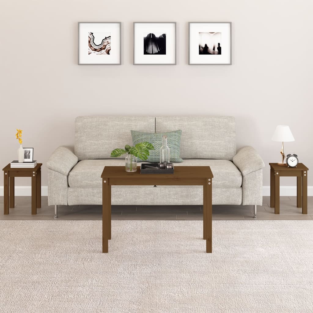 Stablebord 3 Stk Honningbrun Heltre Furu