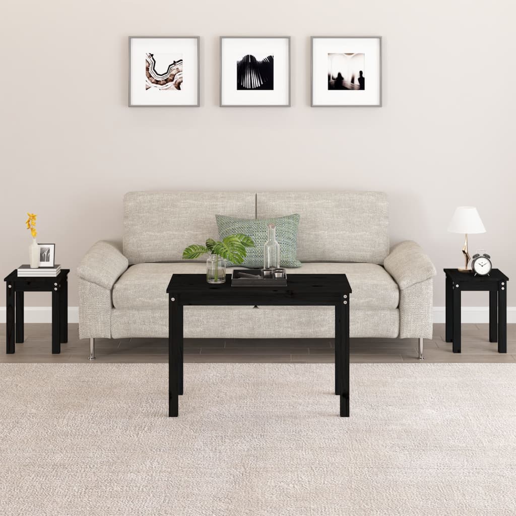 Stablebord 3 Stk Svart Heltre Furu