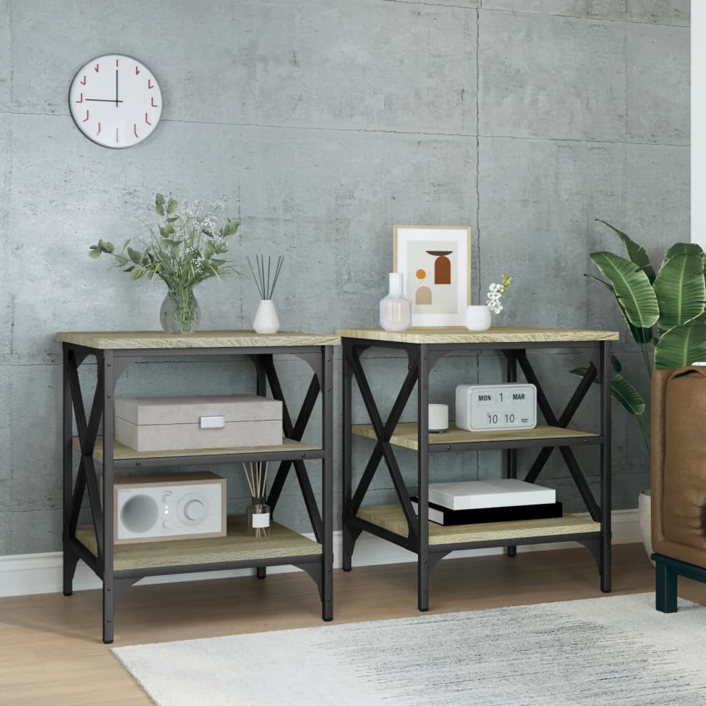 Sidebord 2 Stk Sonoma Eik 40X42X50 Cm Konstruert Tre