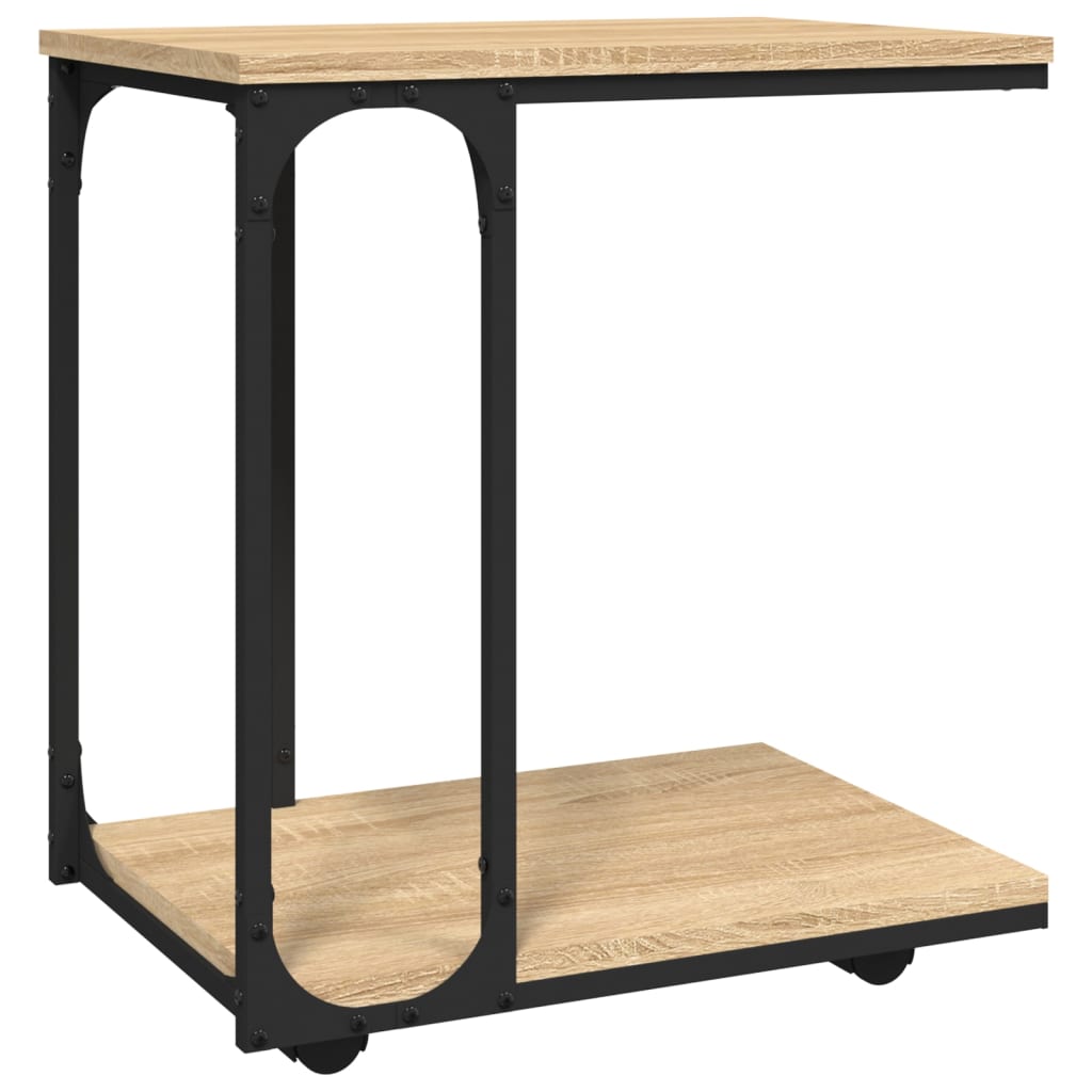 Sidebord Med Hjul Sonoma Eik 50X35X55,5 Cm Konstruert Tre