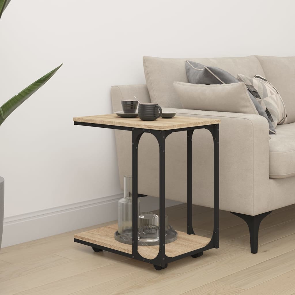 Sidebord Med Hjul Sonoma Eik 50X35X55,5 Cm Konstruert Tre
