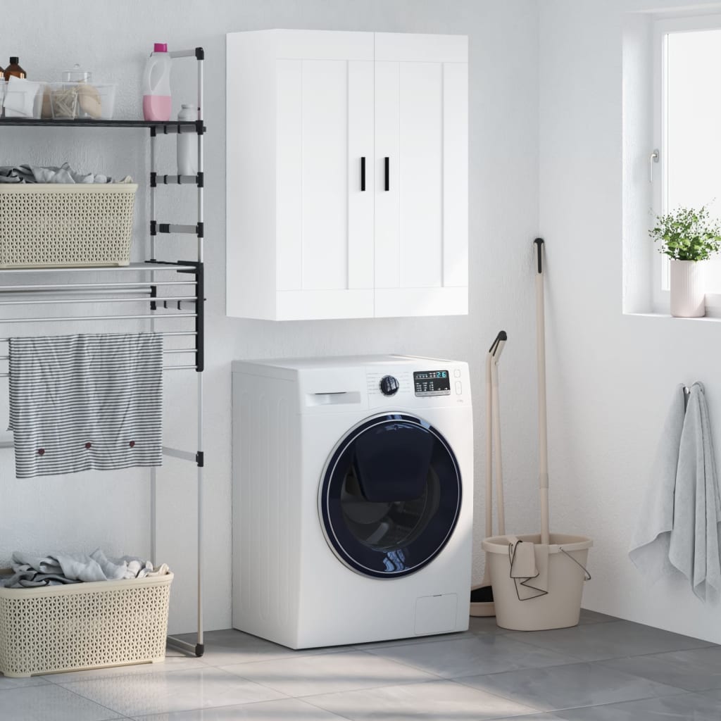 Veggmontert Skap Hvit 69,5X34X90 Cm Konstruert Tre