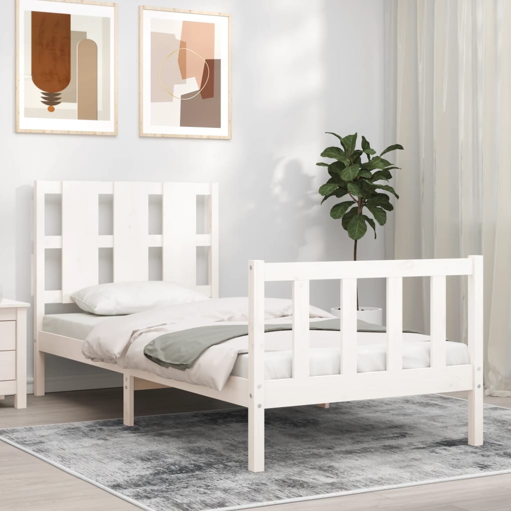 Sengeramme Uten Madrass Hvit 90X190 Cm Heltre Furu