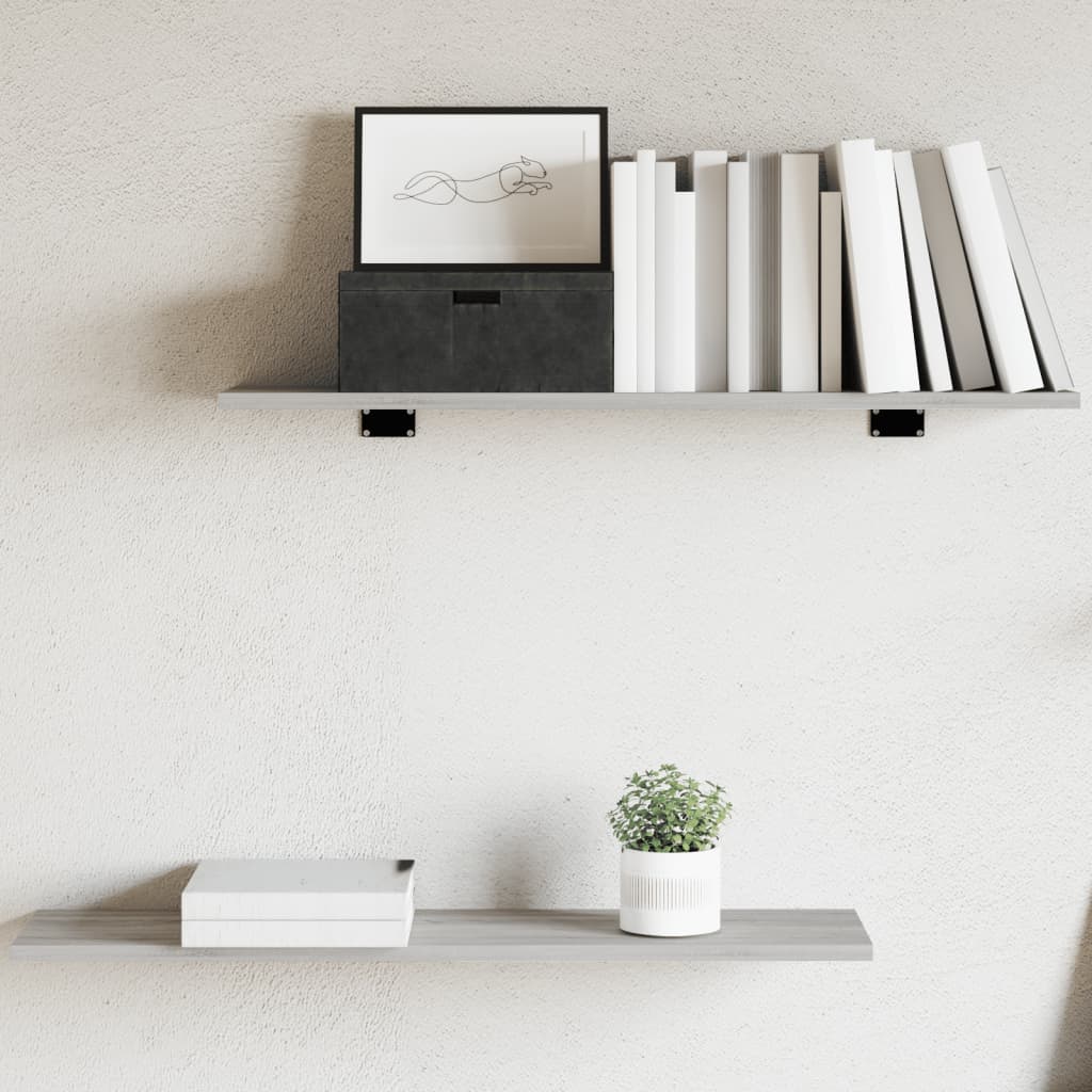 Vegghyller 4 Stk Grå Sonoma 80X20X1,5 Cm Konstruert Tre