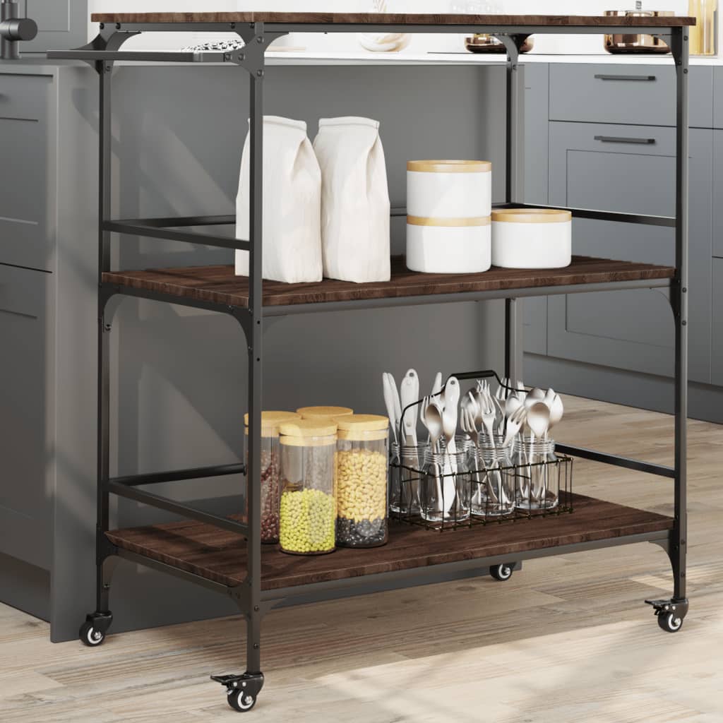 Kjøkkentralle Brun Eik 100,5X50X105 Cm Konstruert Tre