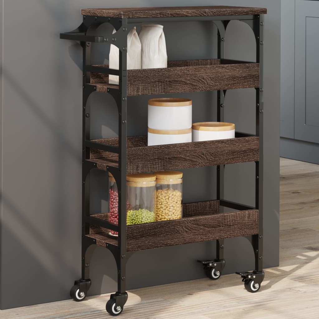 Kjøkkentralle Brun Eik 53X20X76 Cm Konstruert Tre
