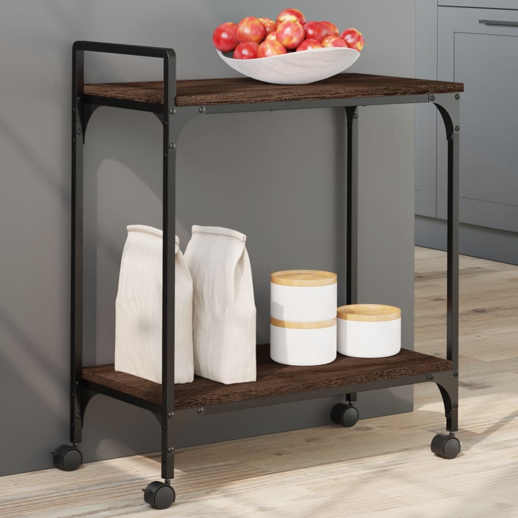 Kjøkkentralle Brun Eik 60,5X31X72,5 Cm Konstruert Tre